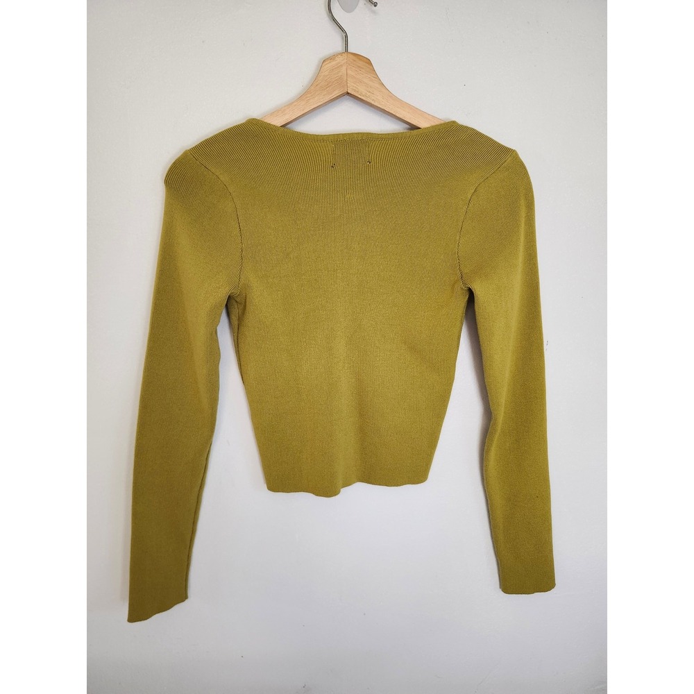 Milk & Honey Olive Green Corset Knit Top Women's L Long Sleeve Y2K - Picture 3 of 8
